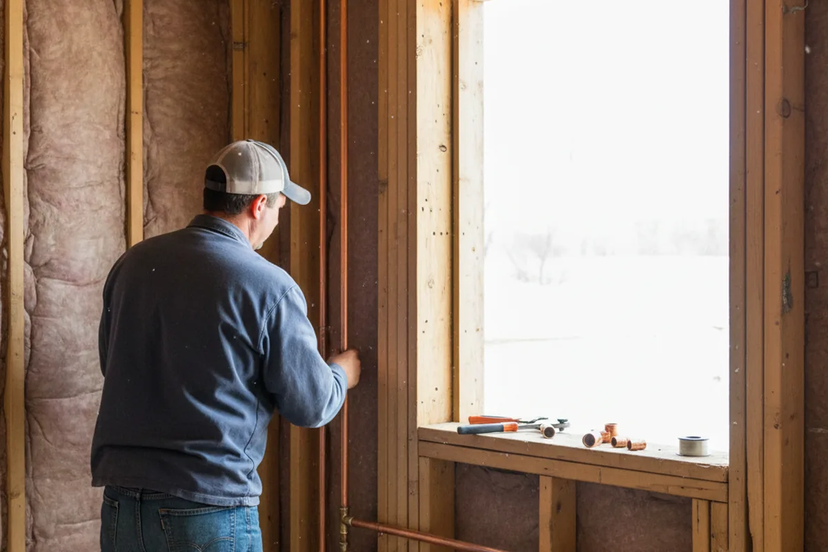 Licensed plumber running new copper supply lines in a Custer home