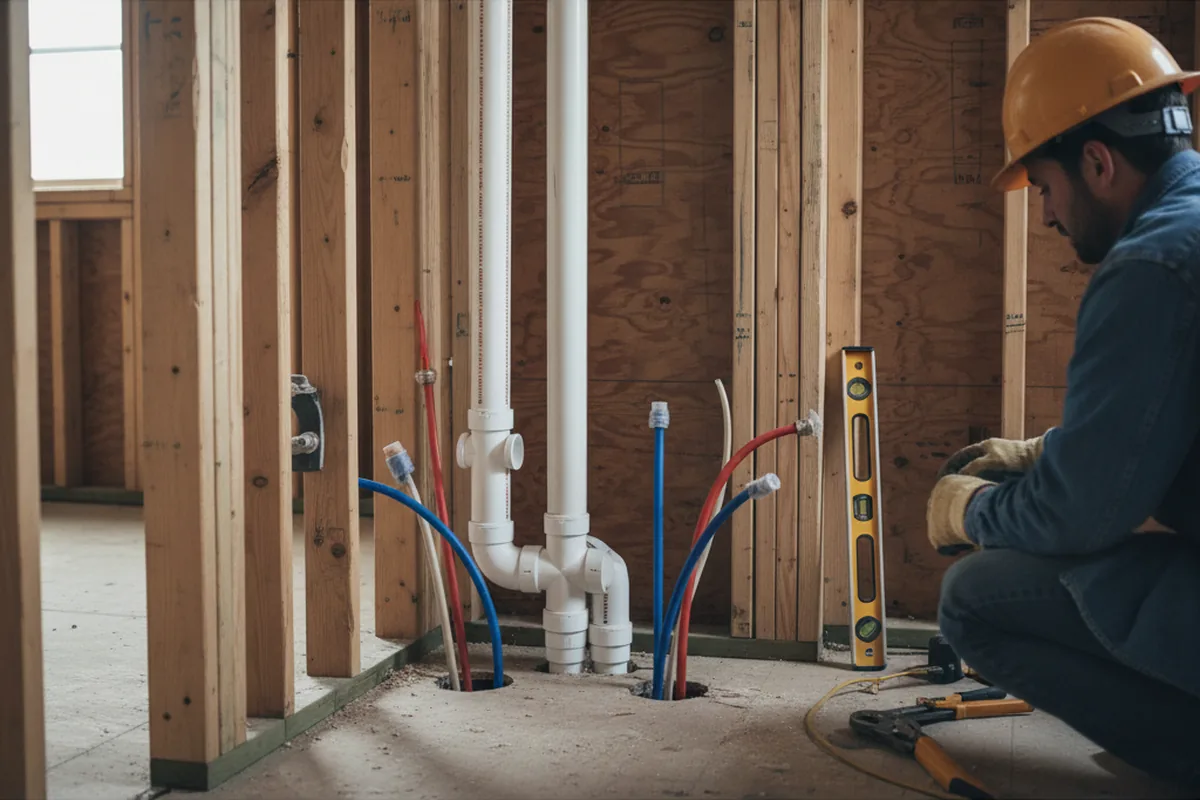 Drain and supply rough-in during Leak Detection in Custer